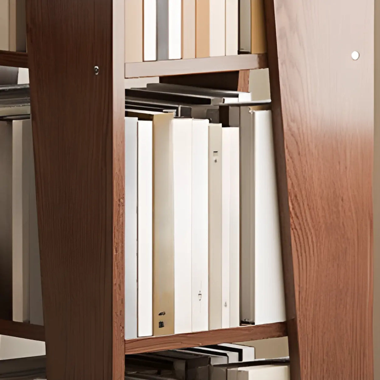 Simple Square Wooden Open Back Tall Storage Bookcase Image - 5