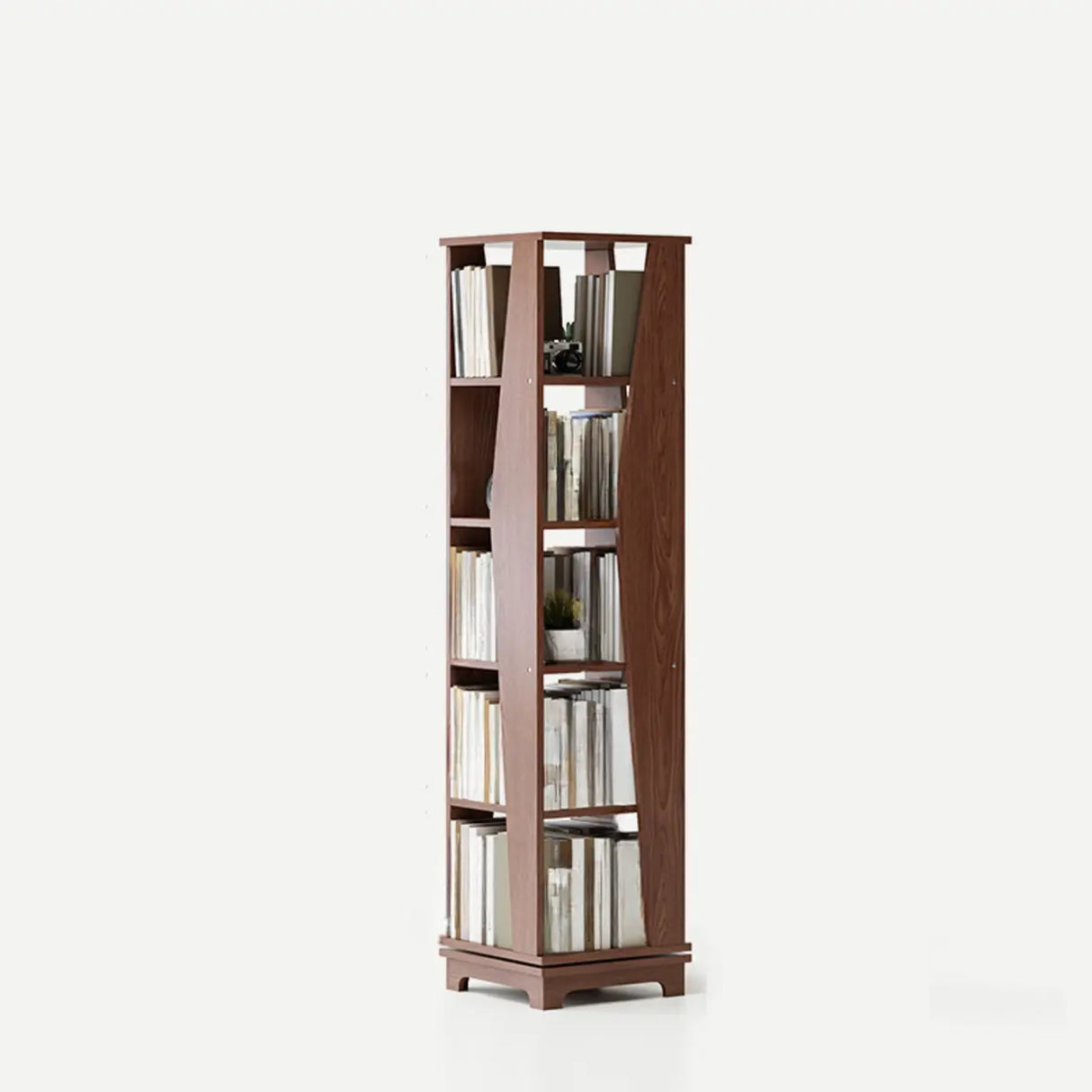 Simple Square Wooden Open Back Tall Storage Bookcase Image - 8