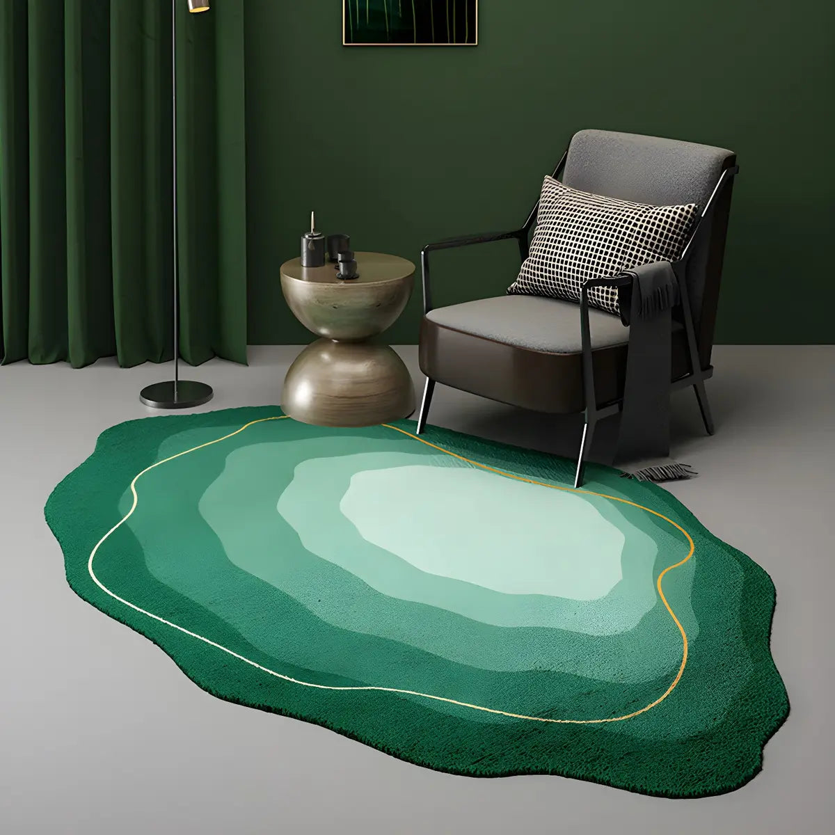 Simple Stain Resistant Irregular Wool Beige Area Rug Image - 13