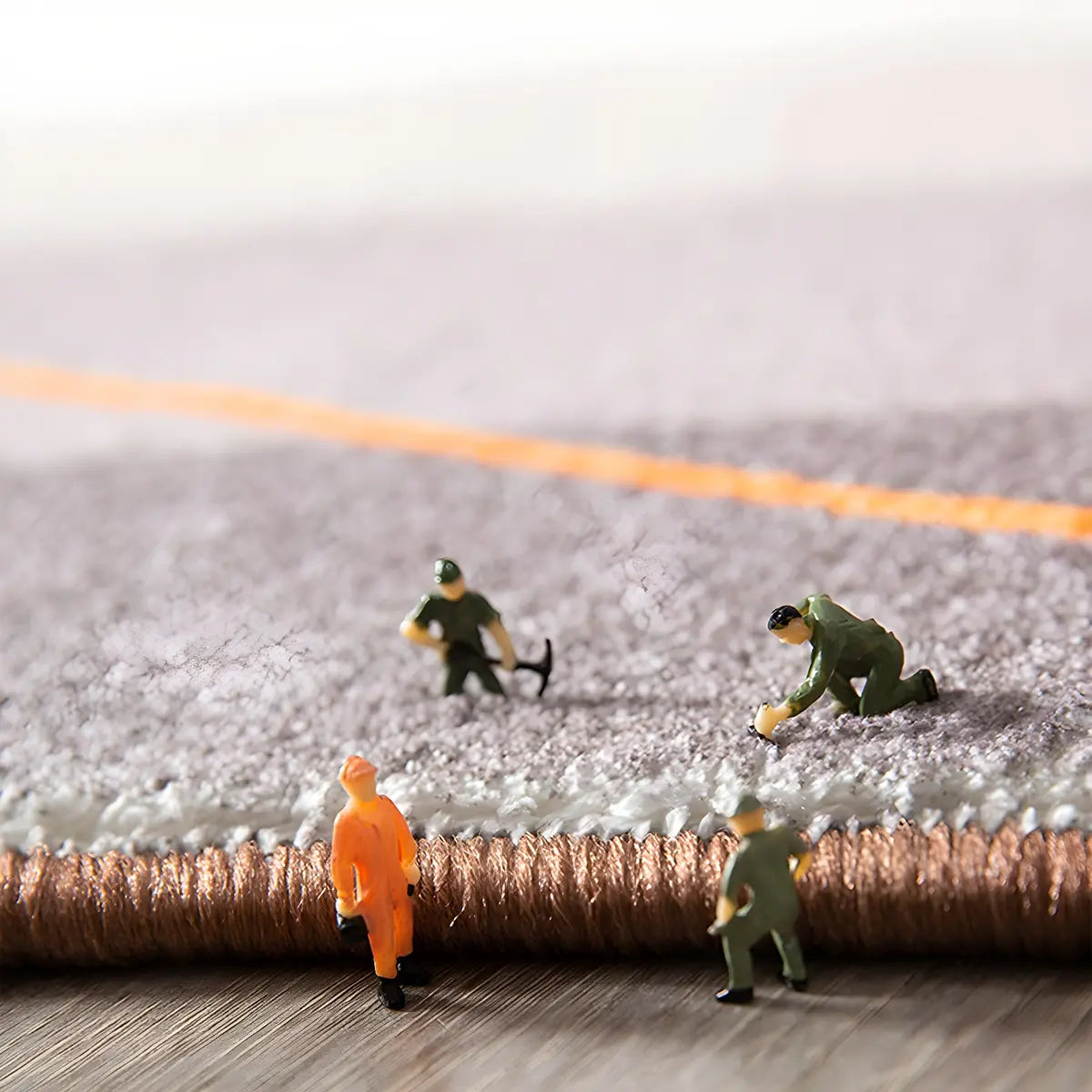 Simple Stain Resistant Irregular Wool Beige Area Rug Image - 8