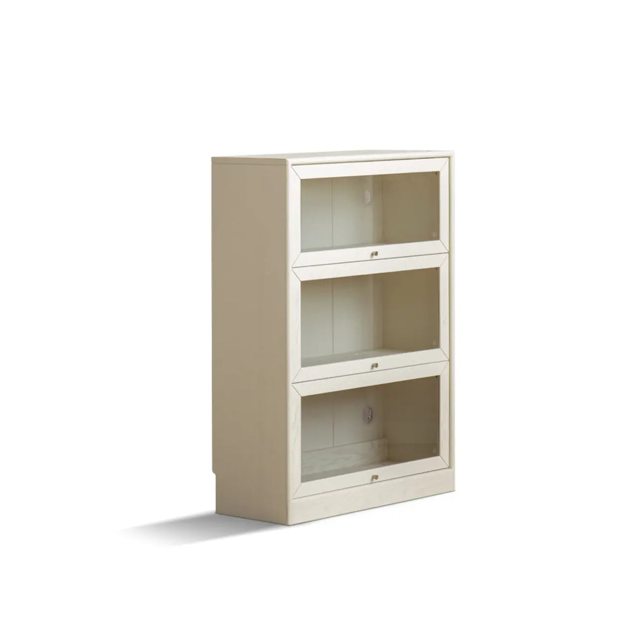 Simple Tiered Glass Beige Wood Barrister Bookcases Image - 2