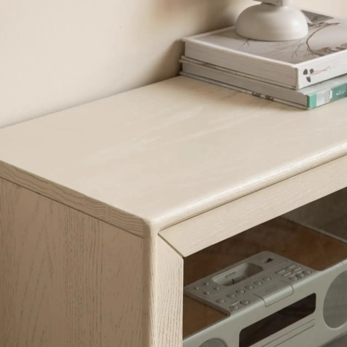 Simple Tiered Glass Beige Wood Barrister Bookcases Image - 7