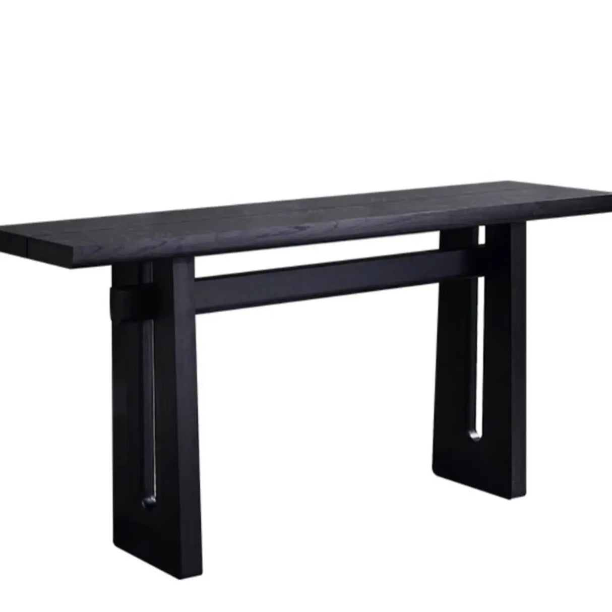 Simple Trestle Timber Black Rectangular Top Console Table Image - 4