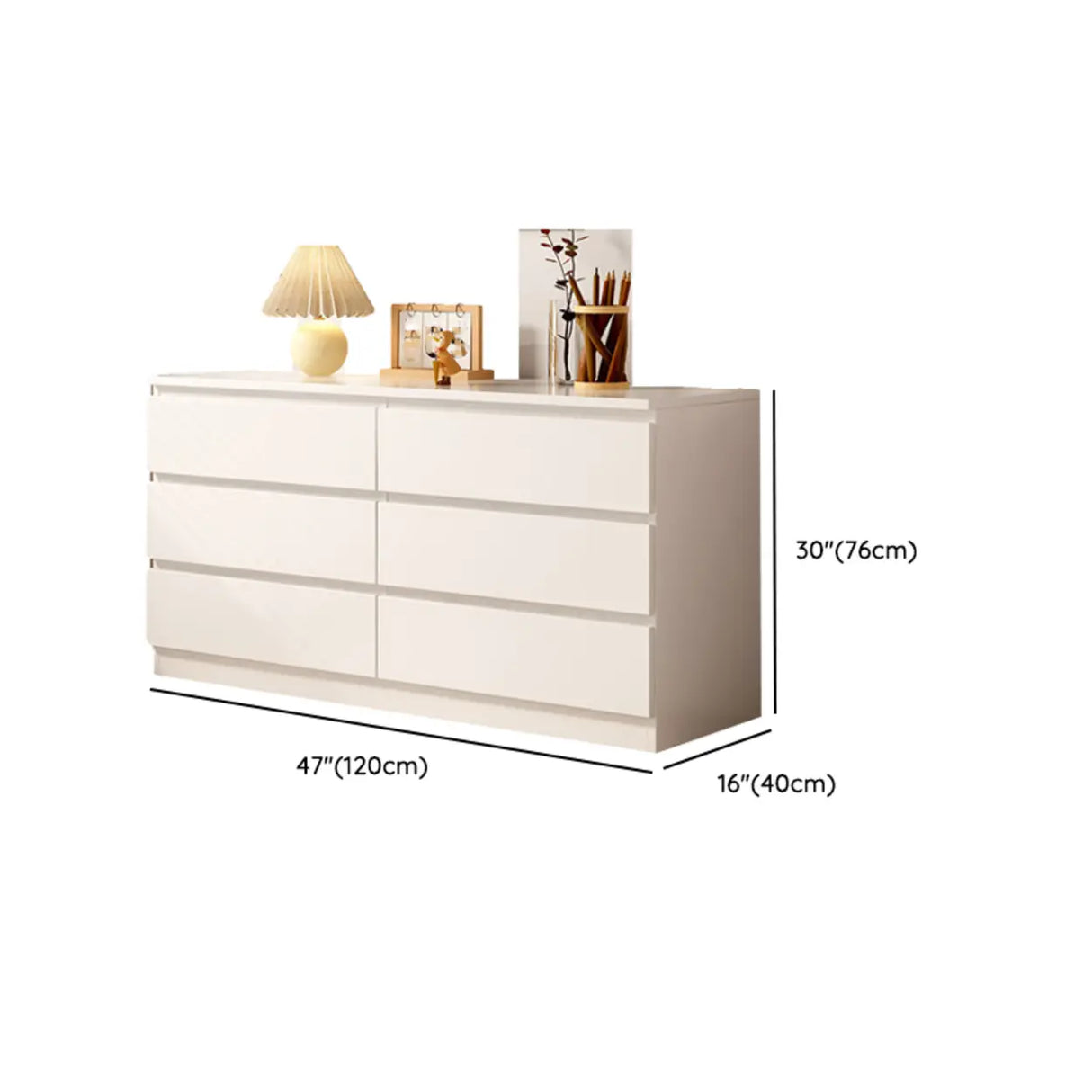 Simple Vertical Hardwood White Dresser with 5 Drawers