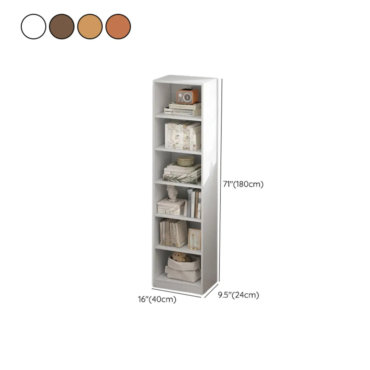 Cherry Simple Vertical Engineered Wood Narrow Bookcase