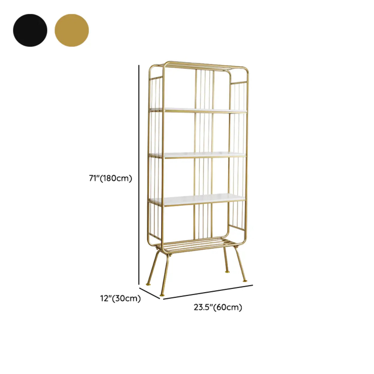 Simple Vertical Metal Frame 4-Shelf Organizer Bookshelf Image - 13