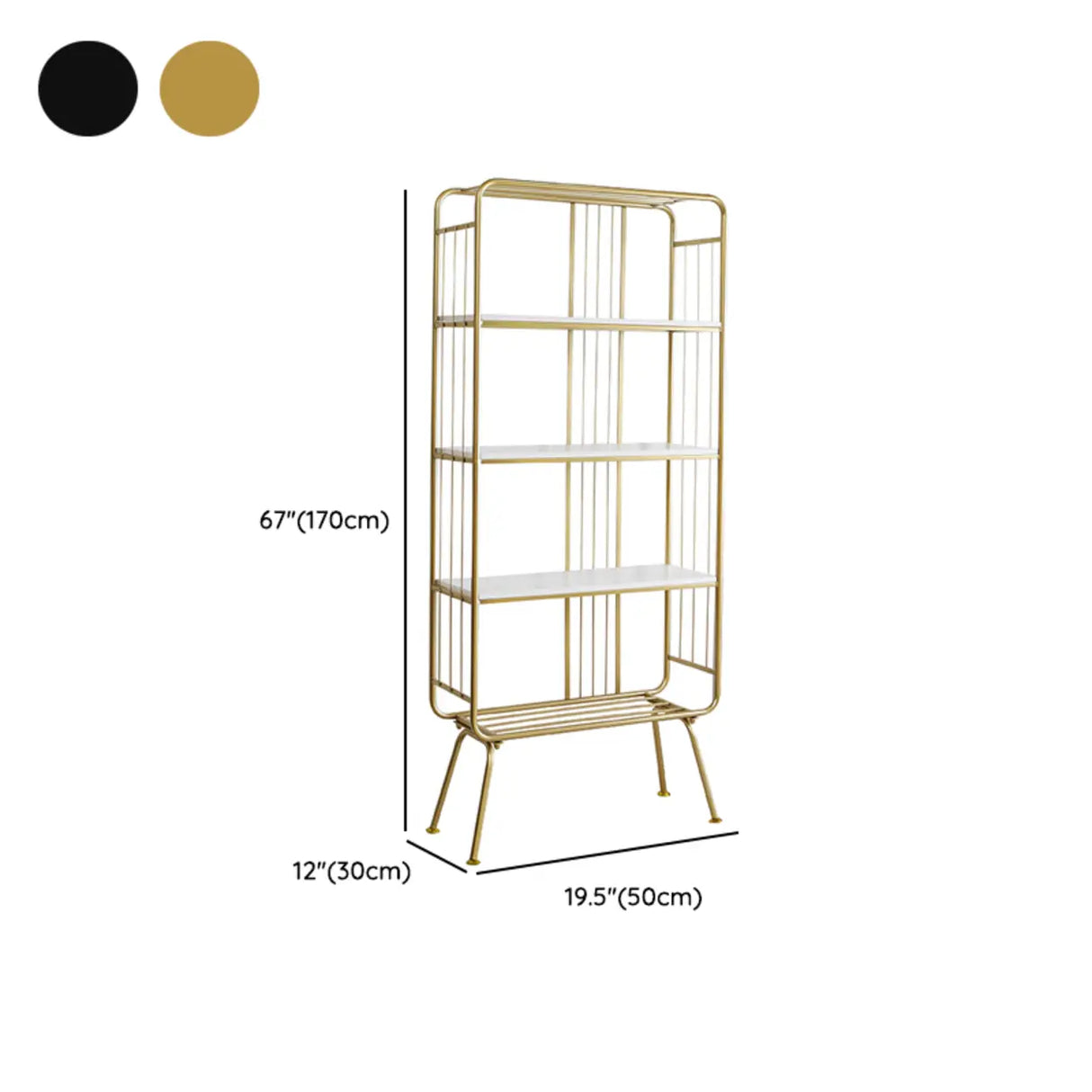 Simple Vertical Metal Frame 4-Shelf Organizer Bookshelf Image - 14