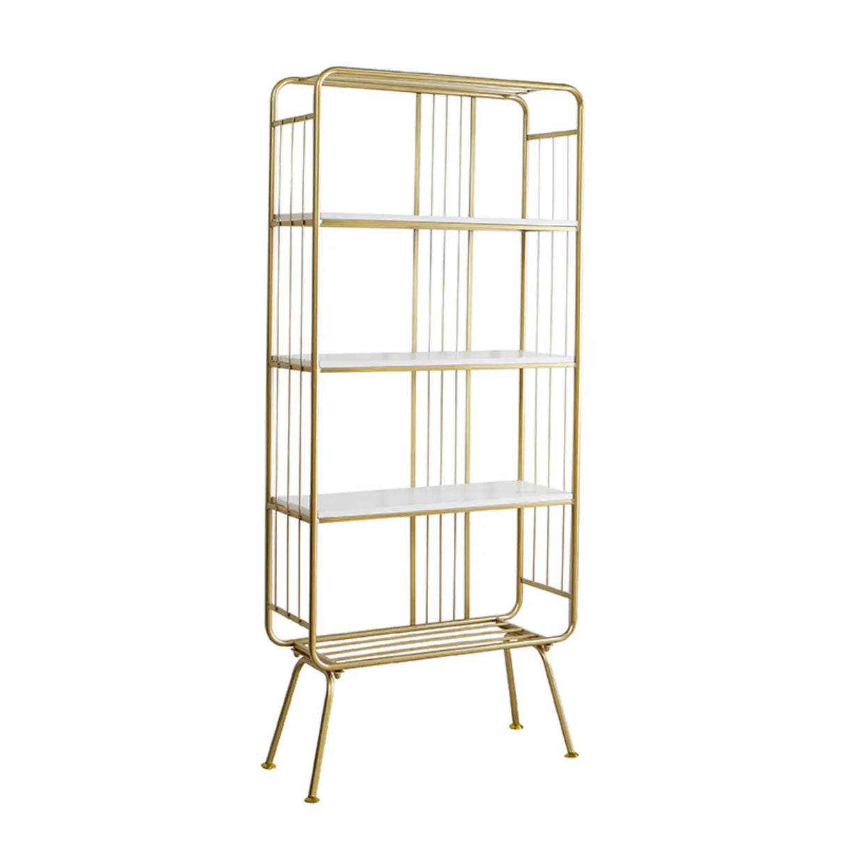 Simple Vertical Metal Frame 4-Shelf Organizer Bookshelf Image - 7
