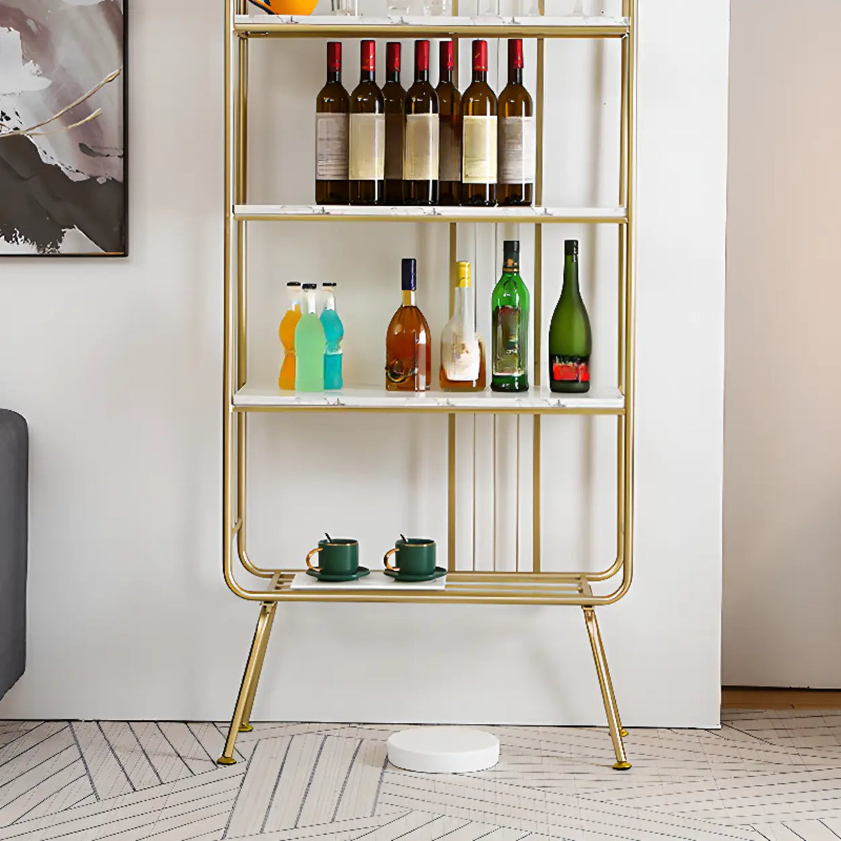 Simple Vertical Metal Frame 4-Shelf Organizer Bookshelf Image - 8