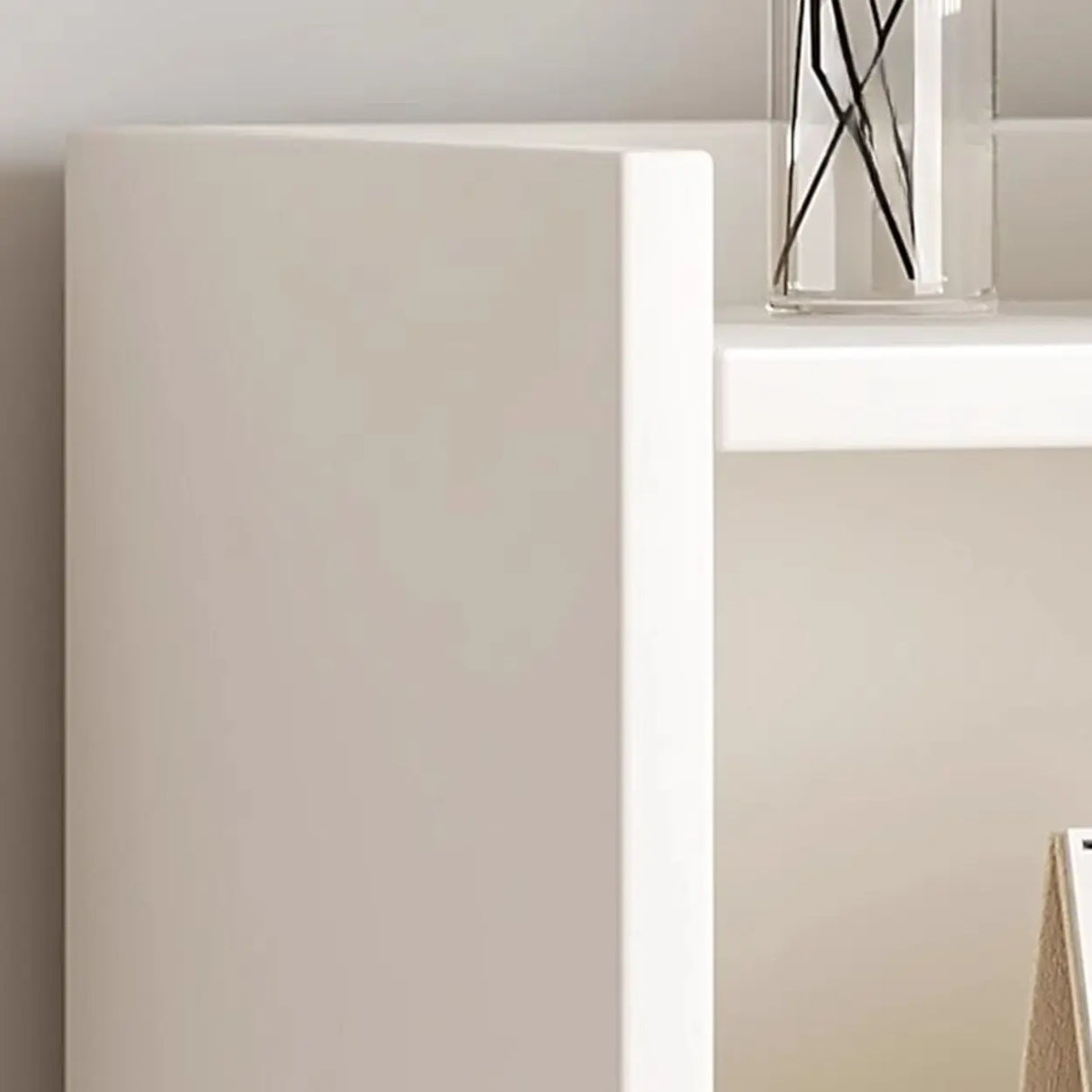 Simple Vertical Tall White Wooden Organizer Bookcase Image - 10