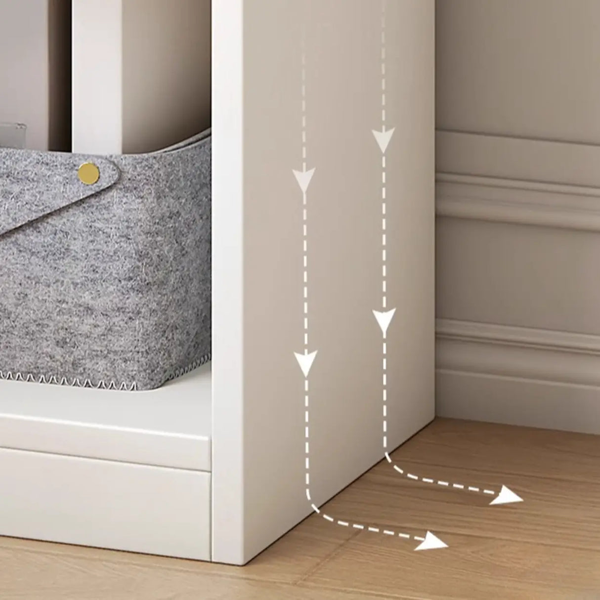 Simple Vertical Tall White Wooden Organizer Bookcase Image - 12