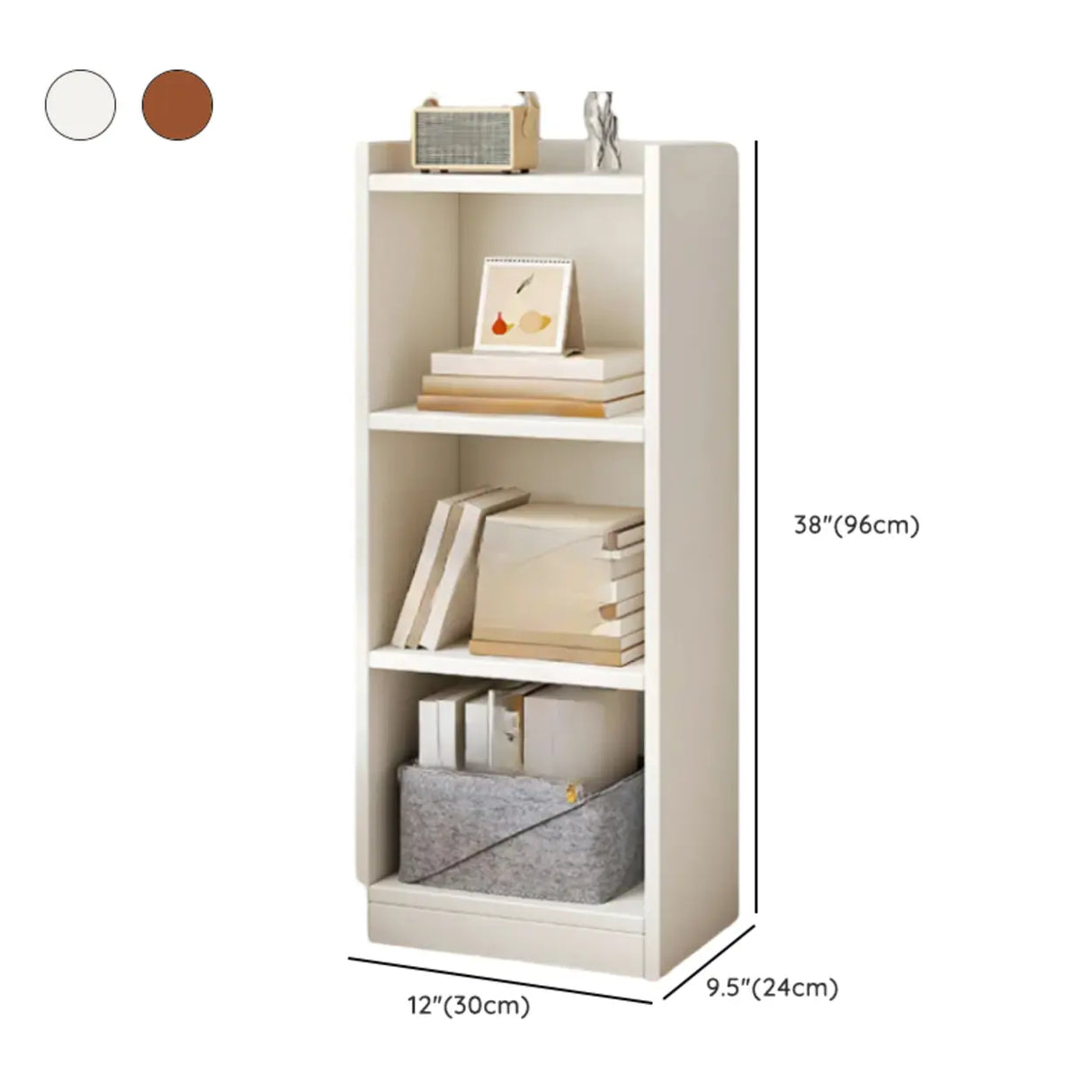 Simple Vertical Tall White Wooden Organizer Bookcase Image - 17