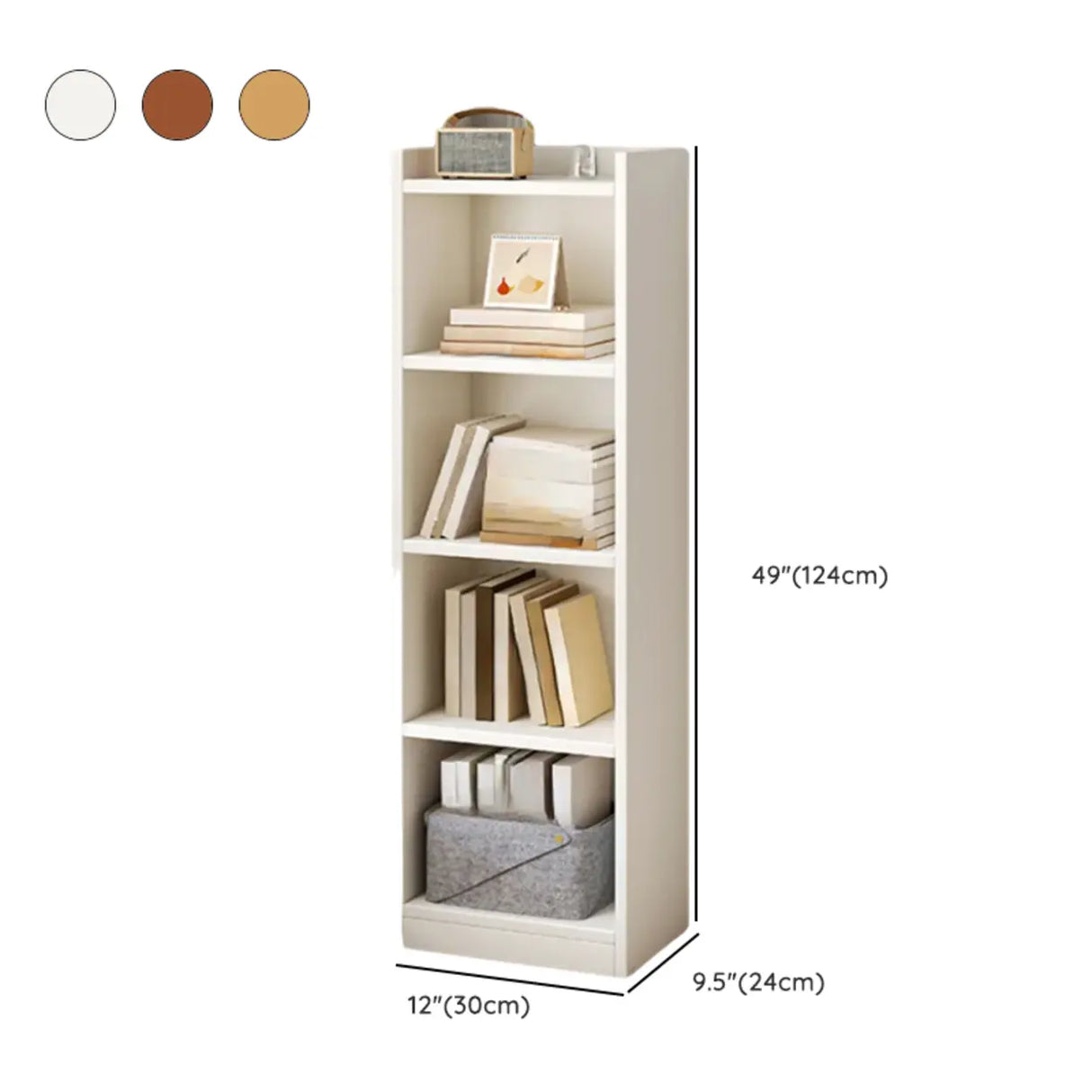 Simple Vertical Tall White Wooden Organizer Bookcase Image - 18