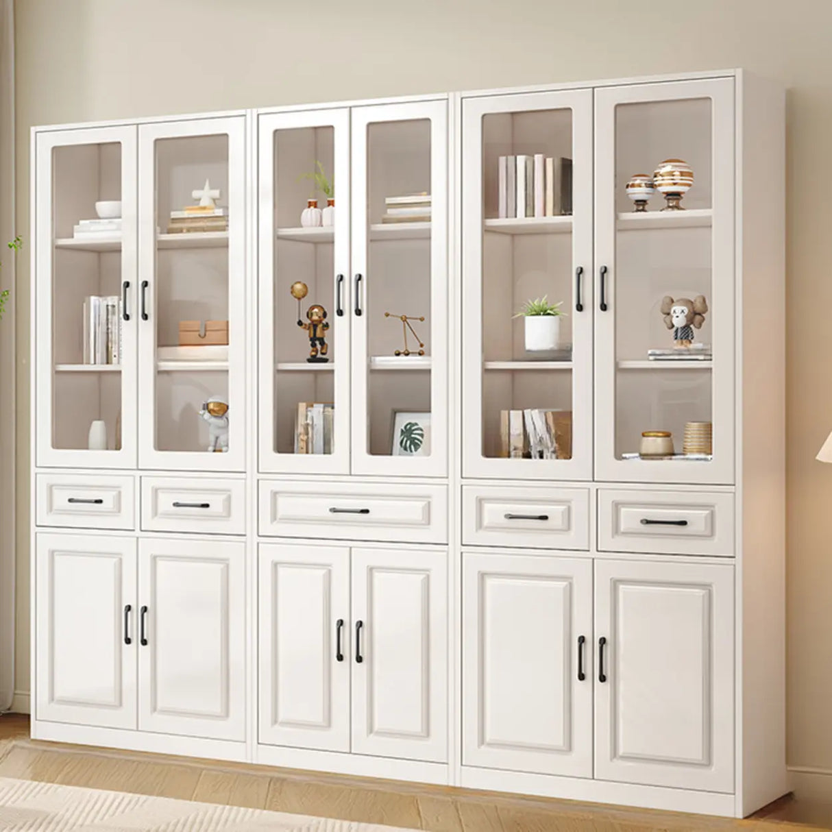 Simple Vertical White Wood Barrister Storage Bookcase Image - 11