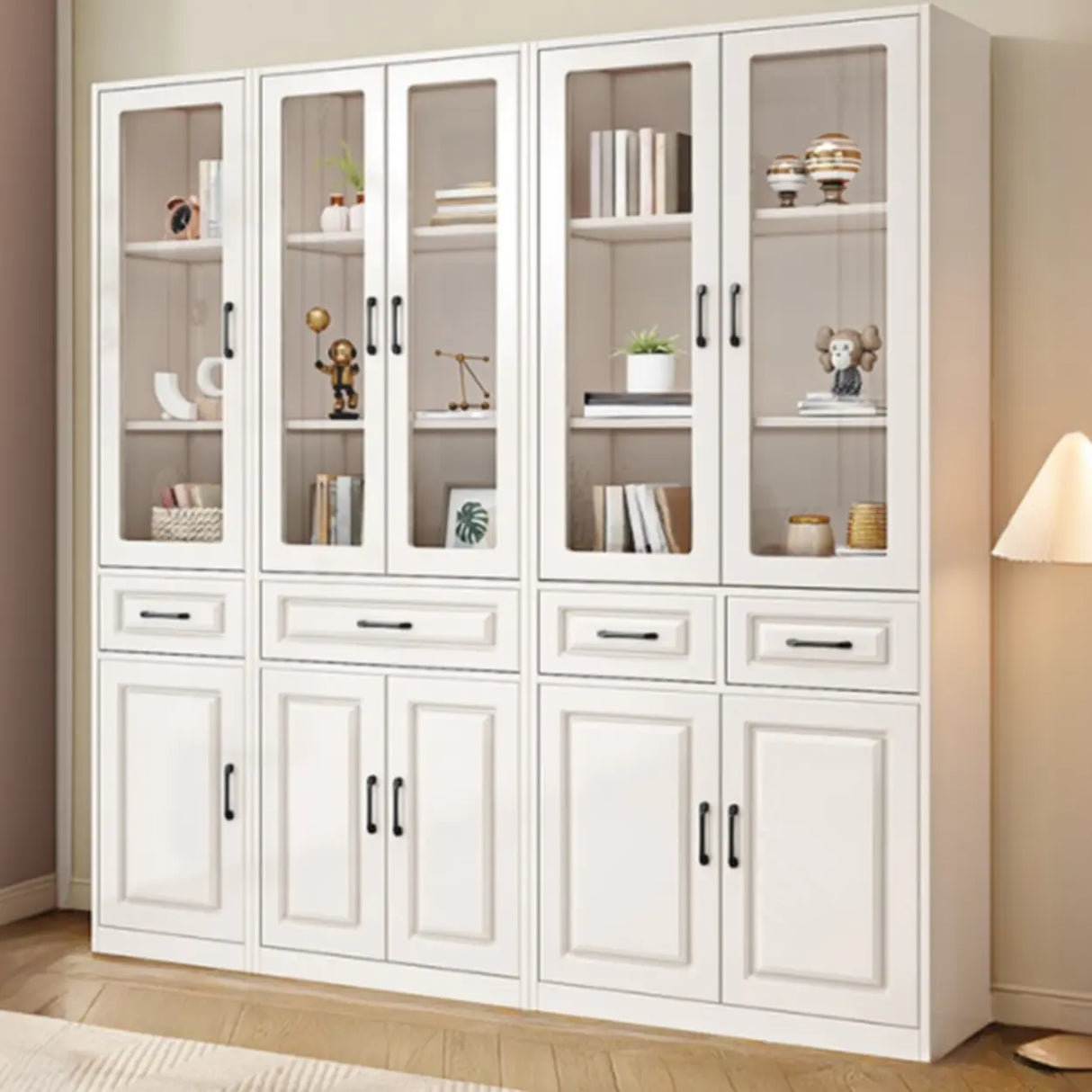 Simple Vertical White Wood Barrister Storage Bookcase Image - 13