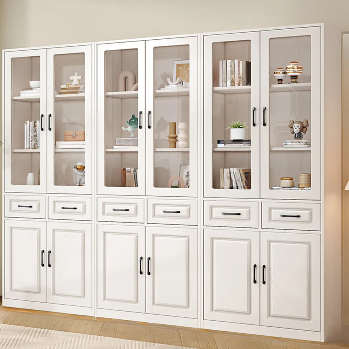 Simple Vertical White Wood Barrister Storage Bookcase Image - 14