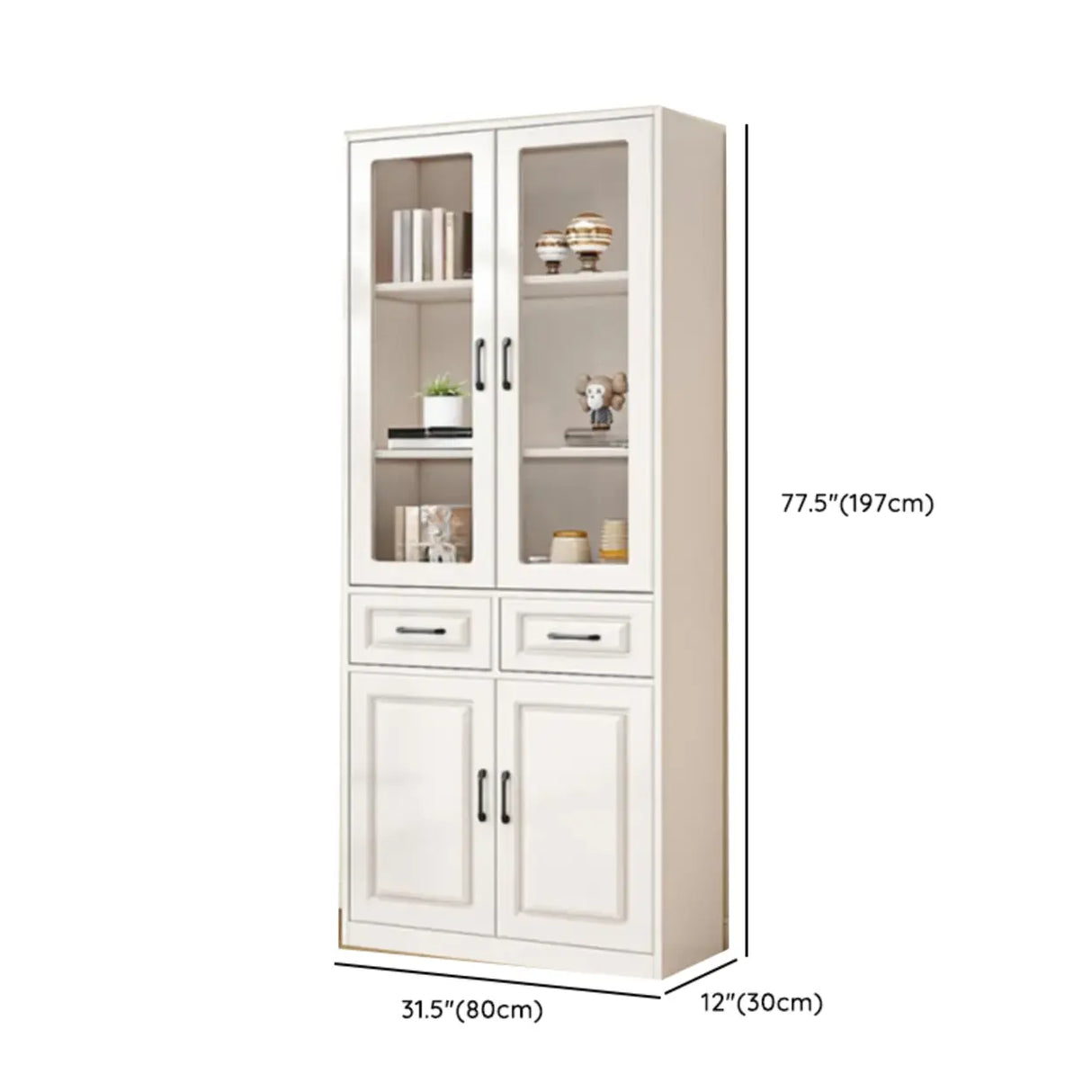 Simple Vertical White Wood Barrister Storage Bookcase Image - 19