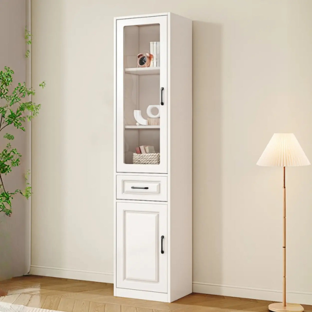 Simple Vertical White Wood Barrister Storage Bookcase Image - 1
