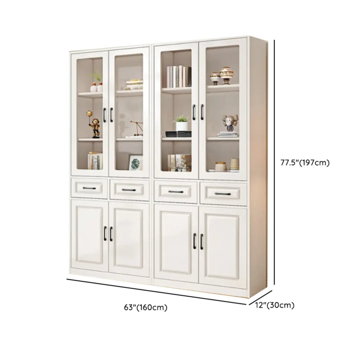 Simple Vertical White Wood Barrister Storage Bookcase Image - 22