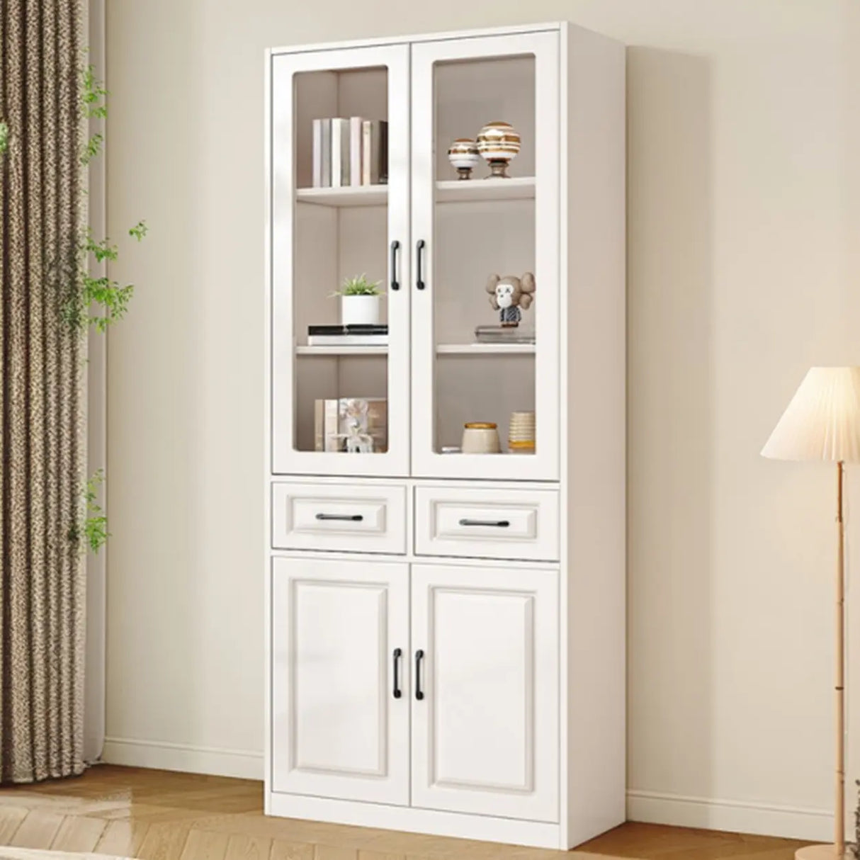 Simple Vertical White Wood Barrister Storage Bookcase Image - 2