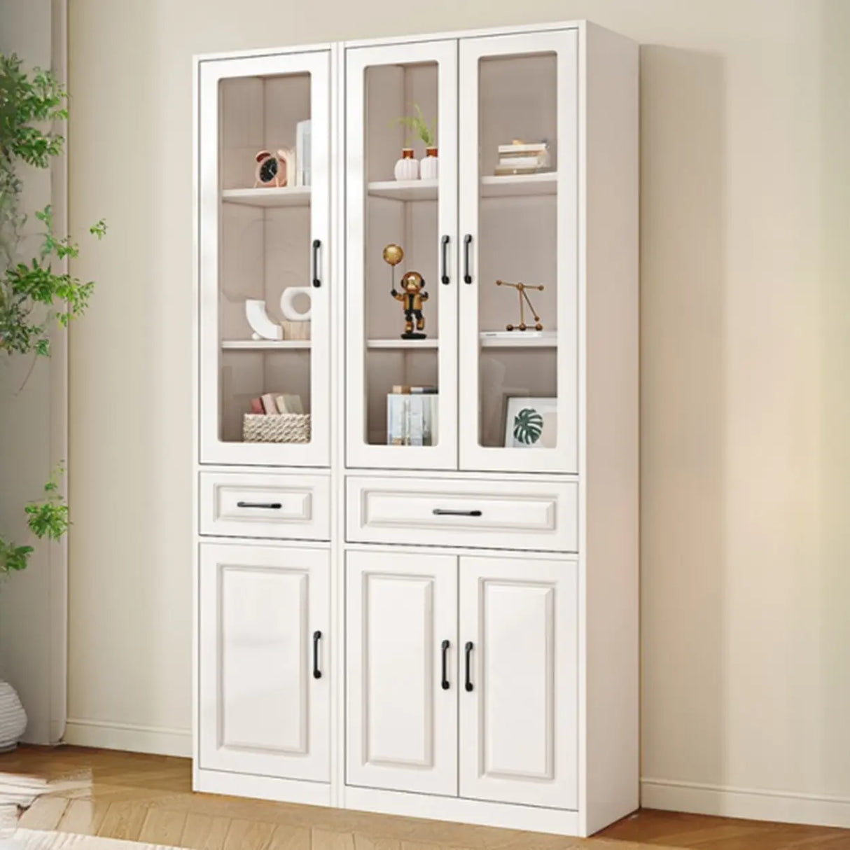 Simple Vertical White Wood Barrister Storage Bookcase Image - 3