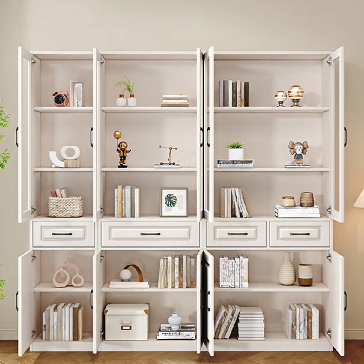 Simple Vertical White Wood Barrister Storage Bookcase Image - 4