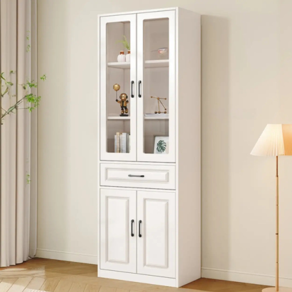 Simple Vertical White Wood Barrister Storage Bookcase Image - 5