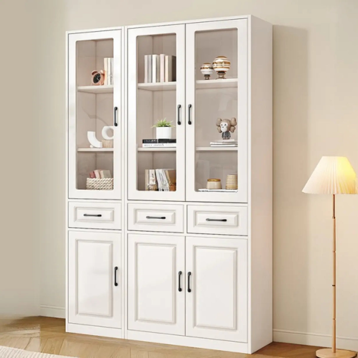 Simple Vertical White Wood Barrister Storage Bookcase Image - 6