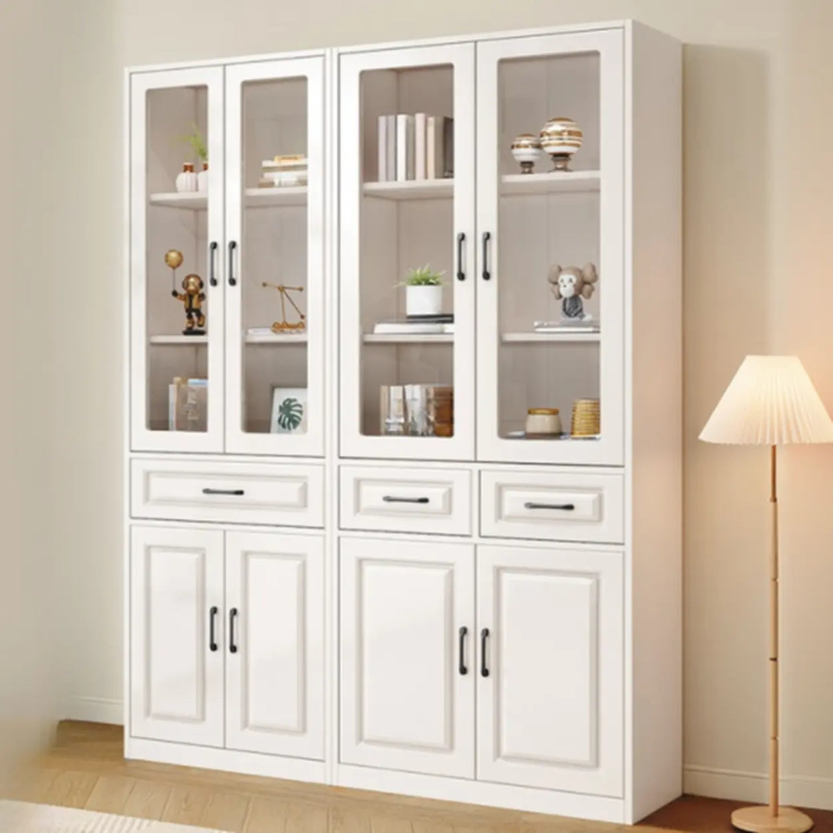 Simple Vertical White Wood Barrister Storage Bookcase Image - 7