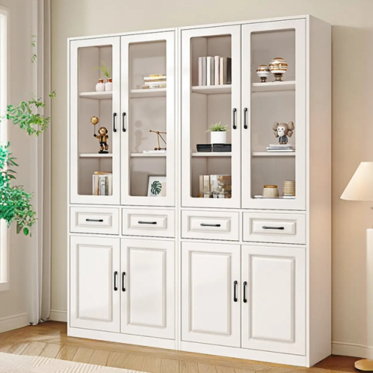 Simple Vertical White Wood Barrister Storage Bookcase Image - 9