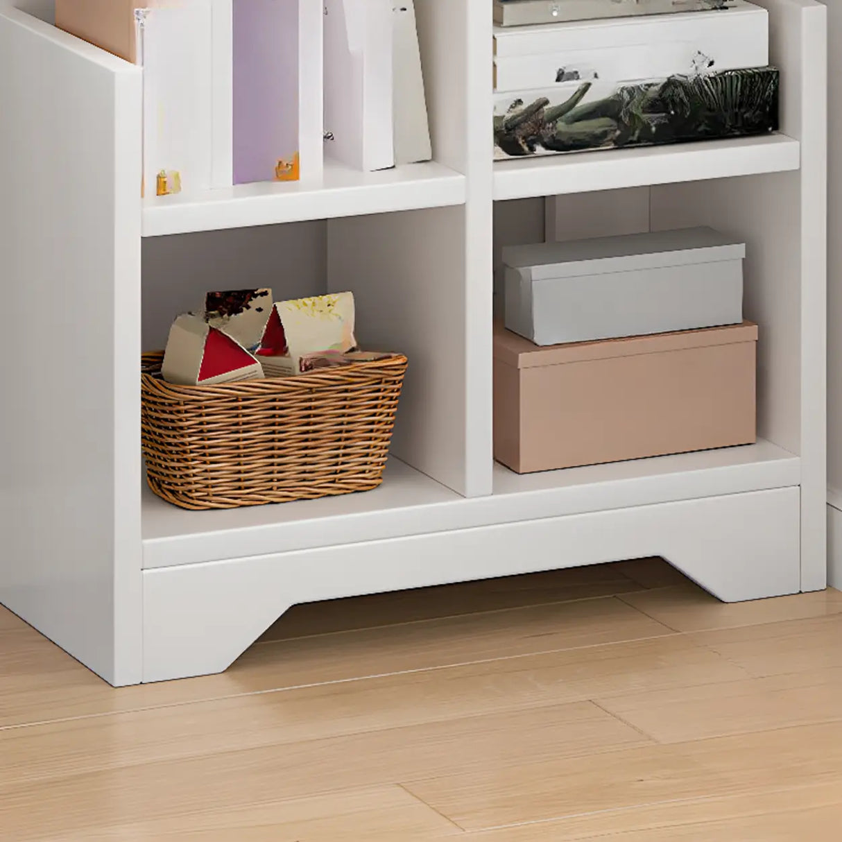 Simple Vertical Wooden Tiered Narrow Bookshelf White Image - 5