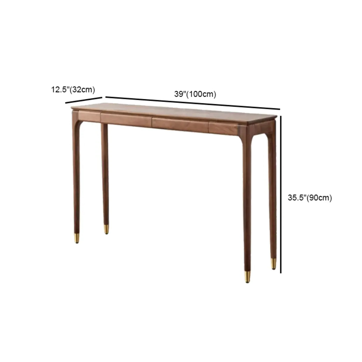 Simple Walnut Brown Rectangular Storage Console Table