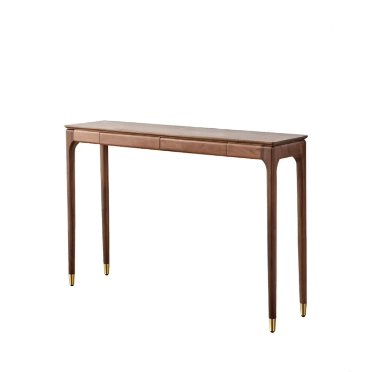 Simple Walnut Brown Rectangular Storage Console Table Image - 2
