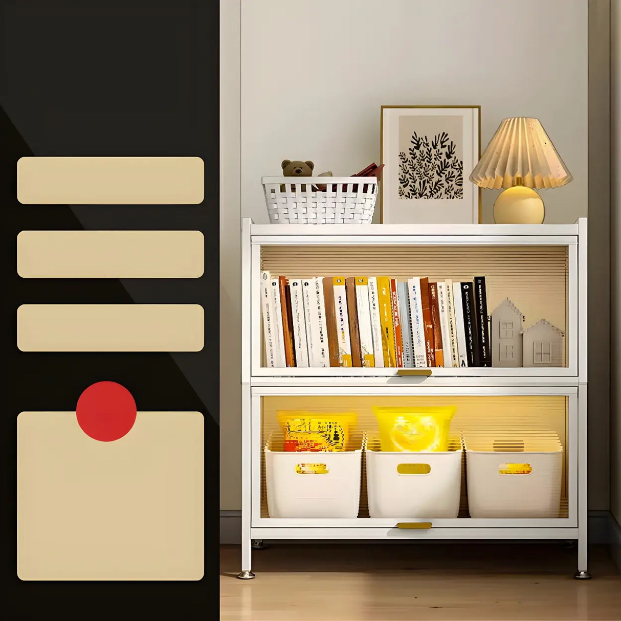 Simple White Clear Cabinets Standard Steel Bookcase Image - 2