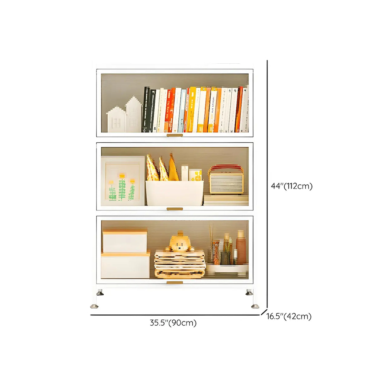 Simple White Clear Cabinets Standard Steel Bookcase Image - 31