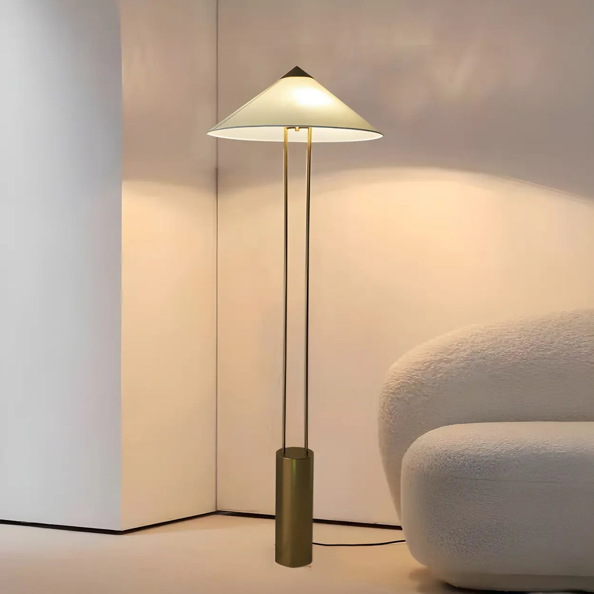 Simple White Cone Metal LED Modern Floor Lamp Image - 1
