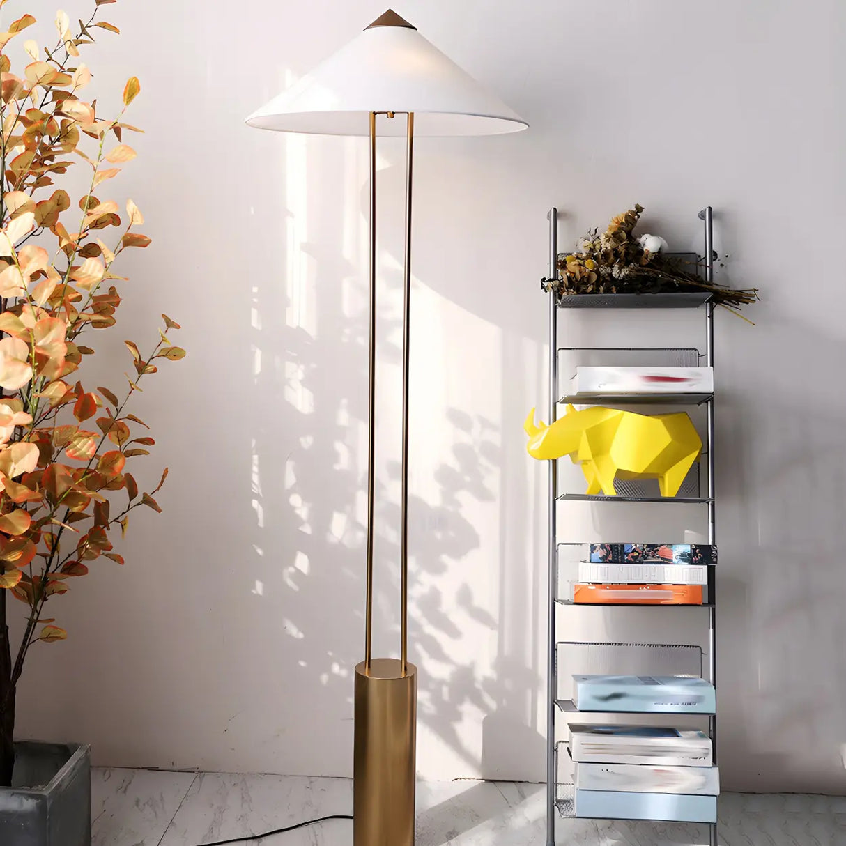 Simple White Cone Metal LED Modern Floor Lamp Image - 10