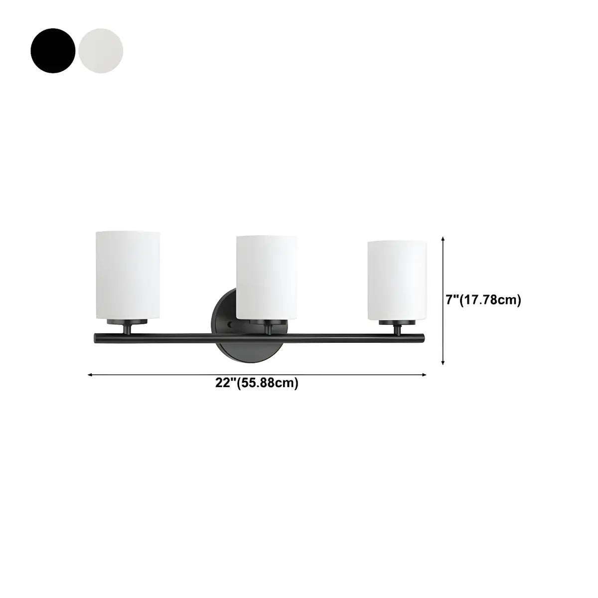 Simple White Cylinder Glass Chrome 3-Light Vanity Light Image - 20