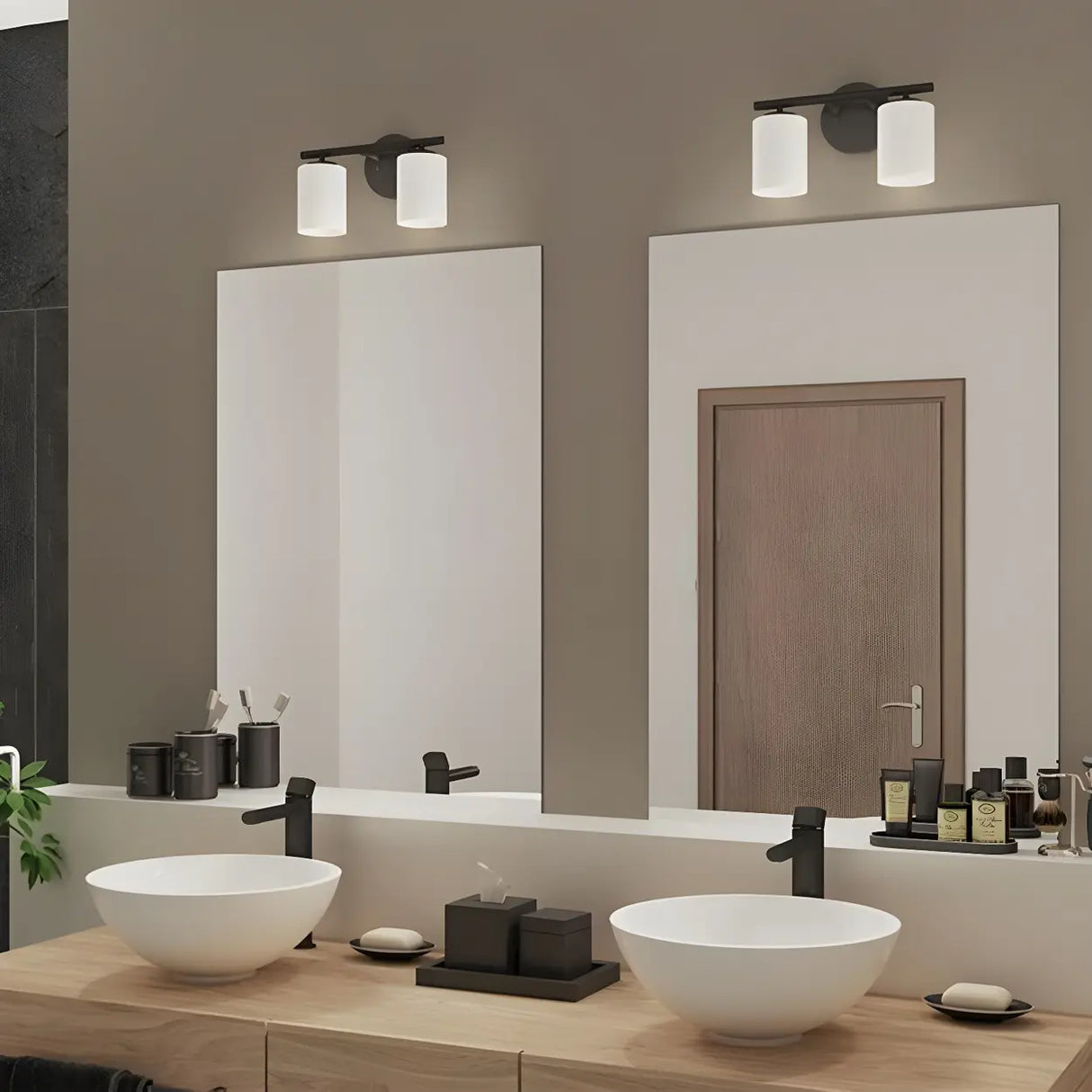 Simple White Cylinder Glass Chrome 3-Light Vanity Light Image - 15