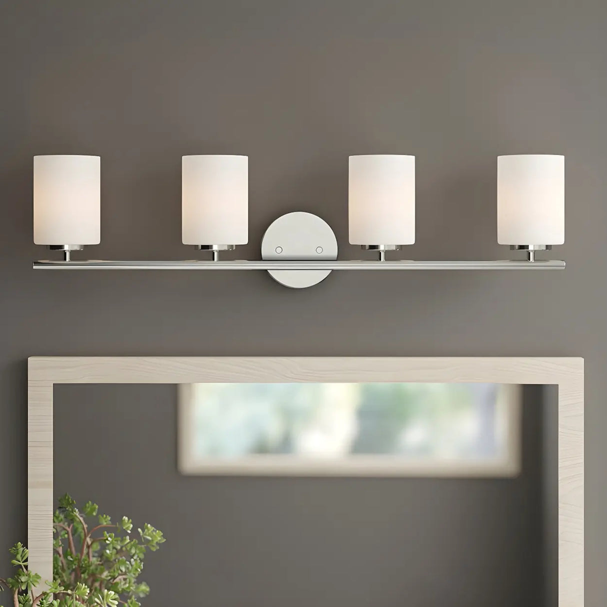 Simple White Cylinder Glass Chrome 3-Light Vanity Light Image - 2