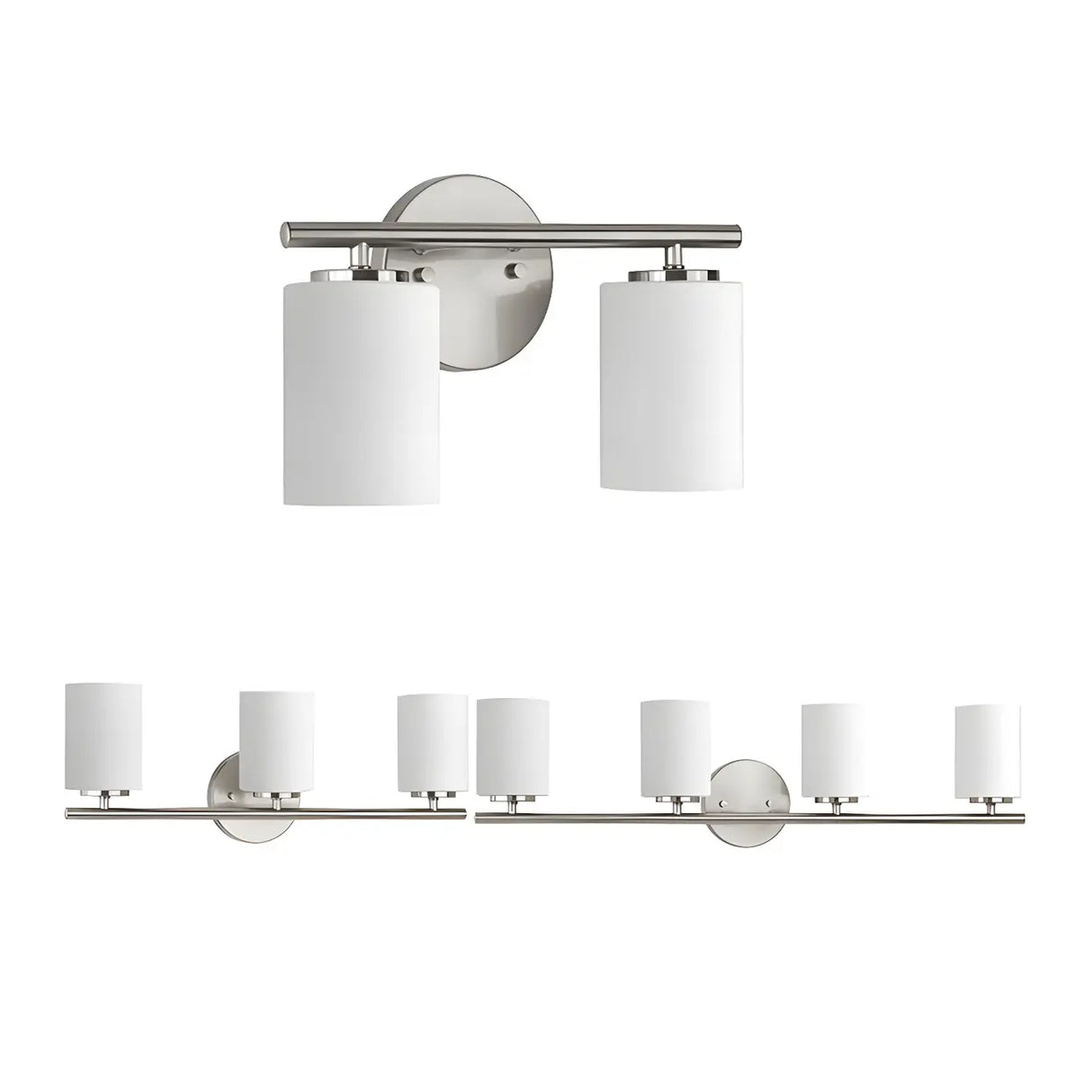 Simple White Cylinder Glass Chrome 3-Light Vanity Light Image - 3