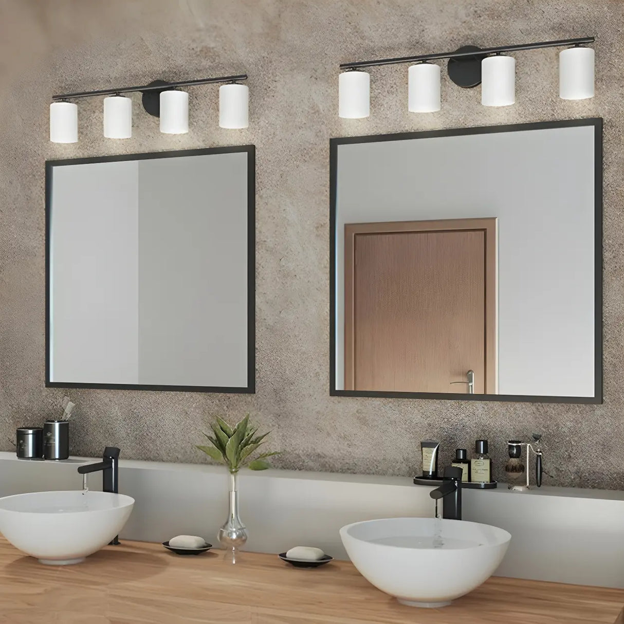 Simple White Cylinder Glass Chrome 3-Light Vanity Light Image - 7