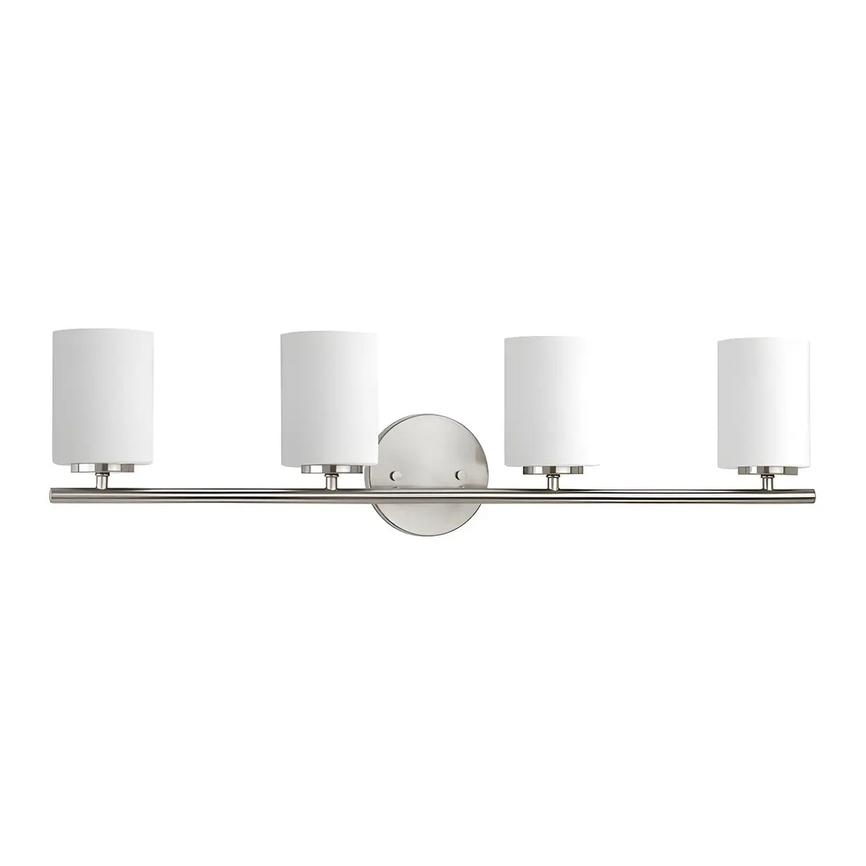 Simple White Cylinder Glass Chrome 3-Light Vanity Light Image - 8