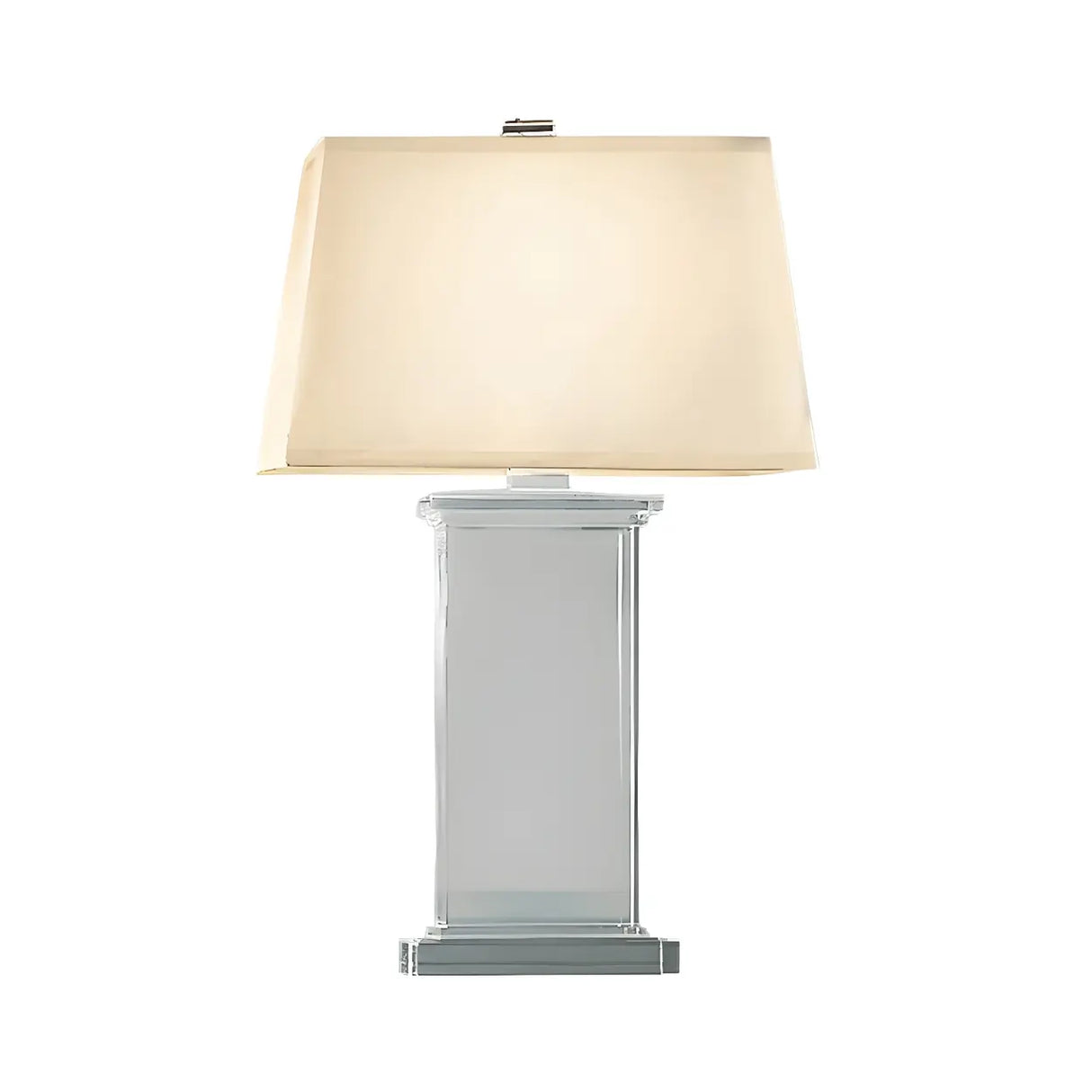 Simple White Fabric Rectangular Crystal Table Lamp Image - 3