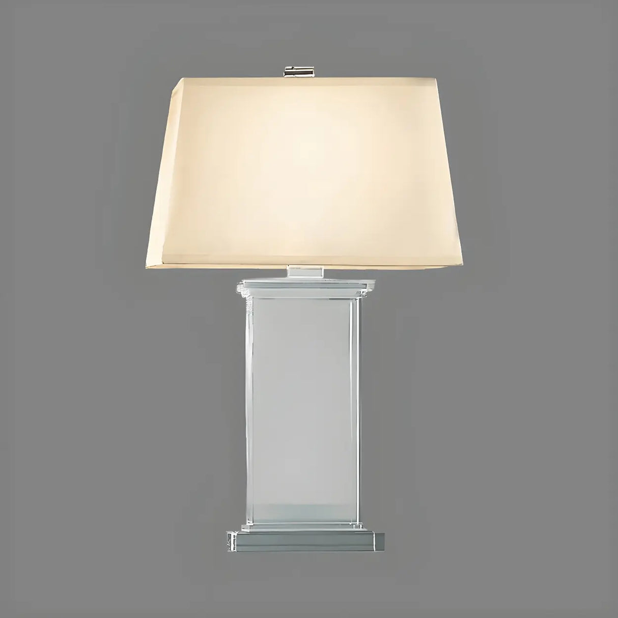 Simple White Fabric Rectangular Crystal Table Lamp Image - 4