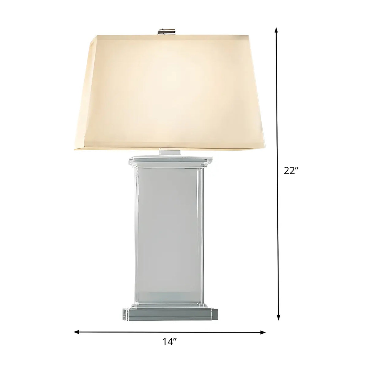 Simple White Fabric Rectangular Crystal Table Lamp Image - 6