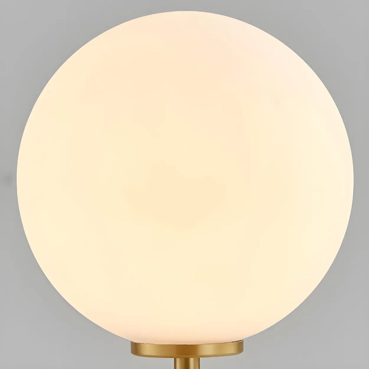 Simple White Glass Globe Shade Metal Base Table Lamp Image - 4