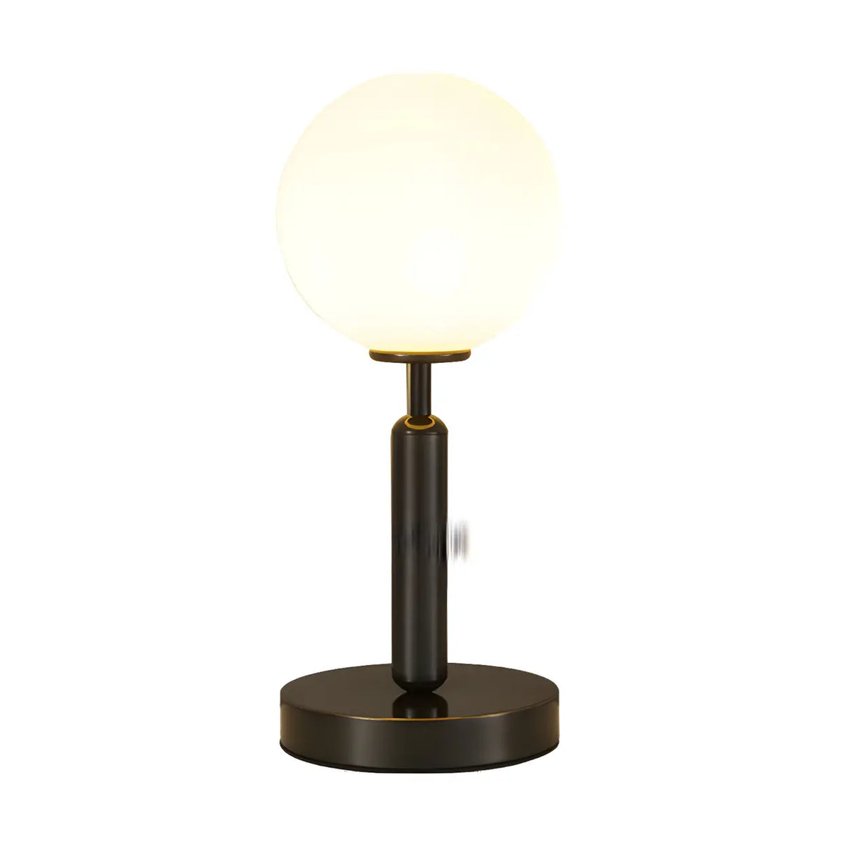 Simple White Glass Globe Shade Metal Base Table Lamp Image - 15