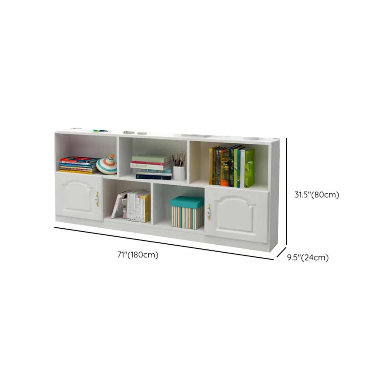 Simple White Modern Rectangular Storage Wide Bookcase Image - 34