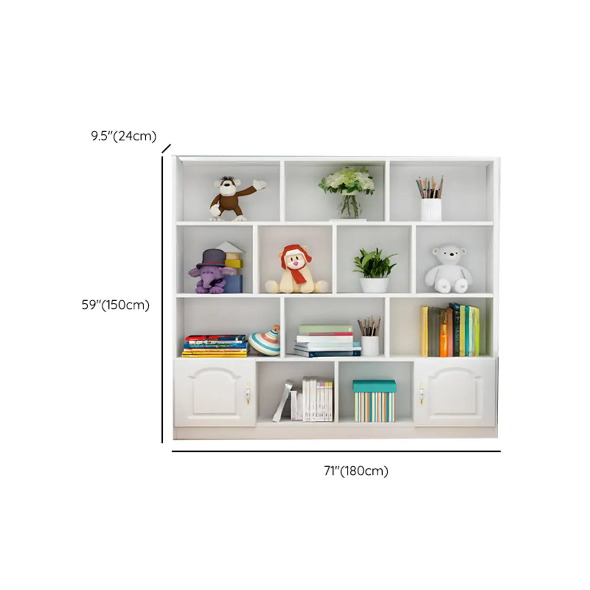 Simple White Modern Rectangular Storage Wide Bookcase Image - 36